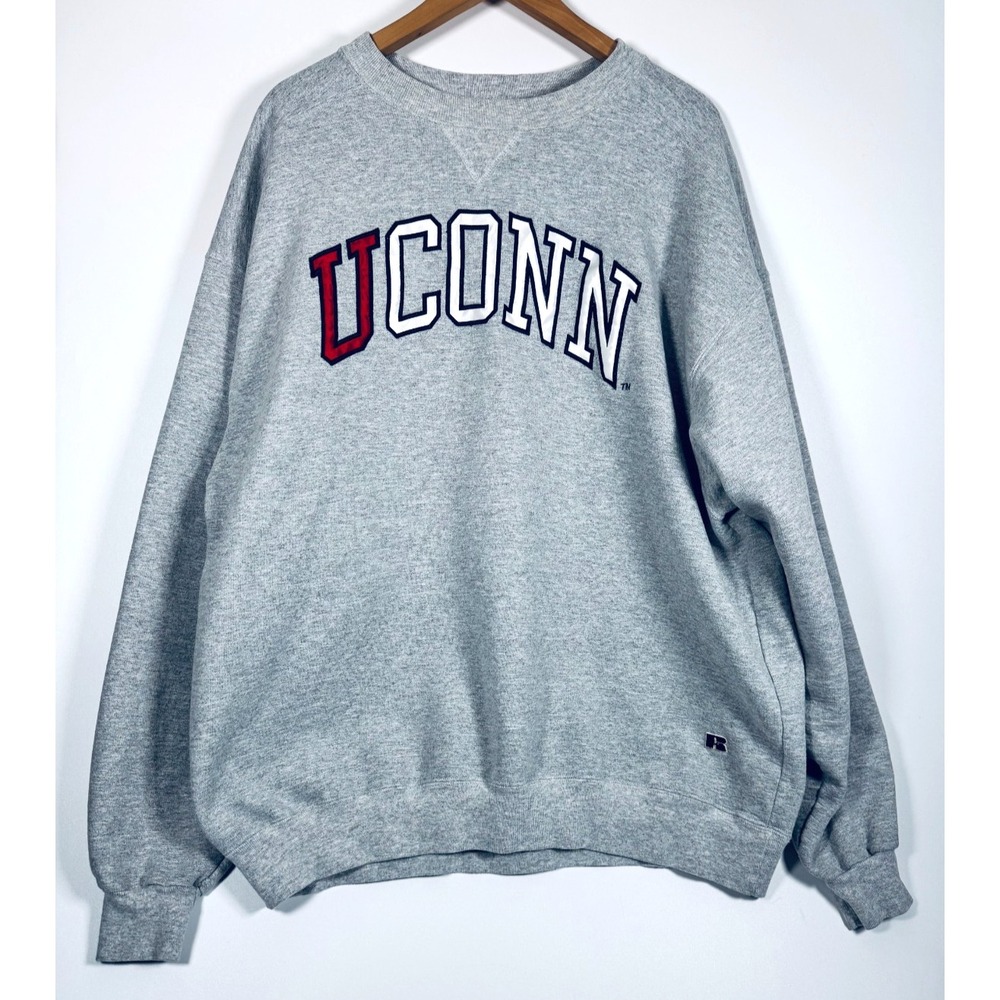 Vintage UConn Russell Athletic Pro Cotton Sweatshirt XXL Gray Huskies Varsity